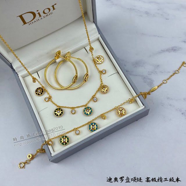 Dior飾品 迪奧經典熱銷款925雜色羅盤項鏈 雙面迪奧Dior八芒星項鏈  zgd1485
